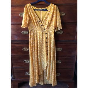 Lulus Hi-Lo Mustard Yellow Dress
